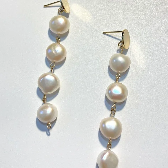 Handmade earrings - Pearl earrings, Fresh water pearls, baroque style - Picture 2 of 3